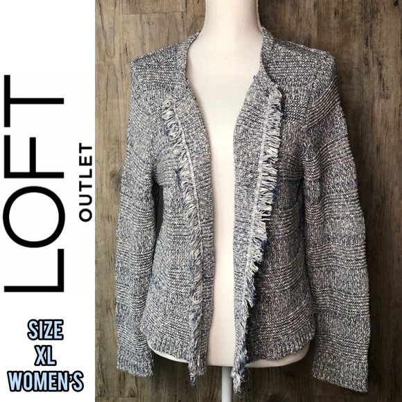 LOFT Sweaters - LOFT light blue/white cardigan